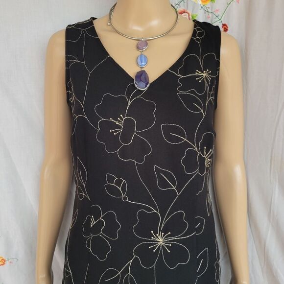 Ann Taylor Loft floral Black Sleeveless Dress - Picture 1 of 7